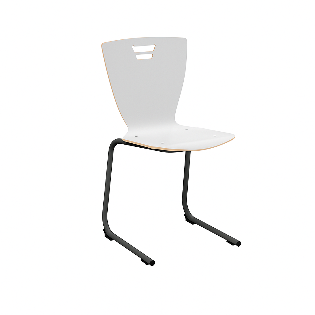 Стілець учнівський з фанерним моноблоком, на металевому гнутому каркасі (кругла труба), фанера з пластиковим покриттям HPL, ЛЕЛЕКА, 420х475х830 мм.